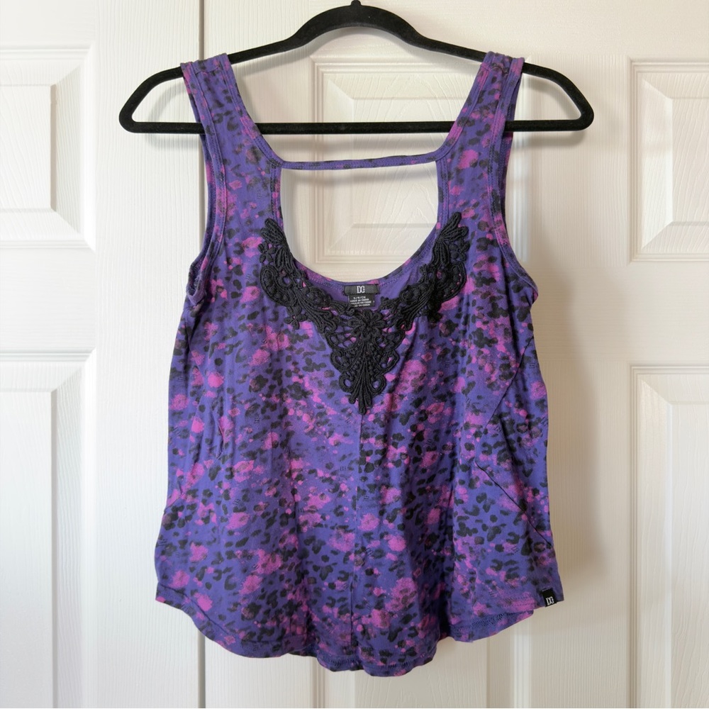 DC Purple Leopard Print Crochet Trim Tank Top | Size S | Y2K
100% Cotton